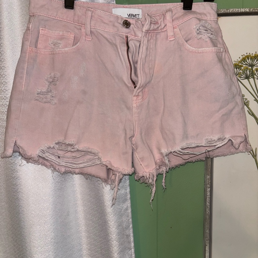 Velvet Women's Light Pink Distressed Jean Shorts